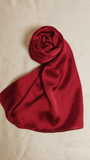 Satin Silk Hijab - Crimson Red