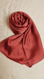 Satin Silk Hijab - Rust Red