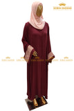Maroon Embroidered Sleeves Abaya