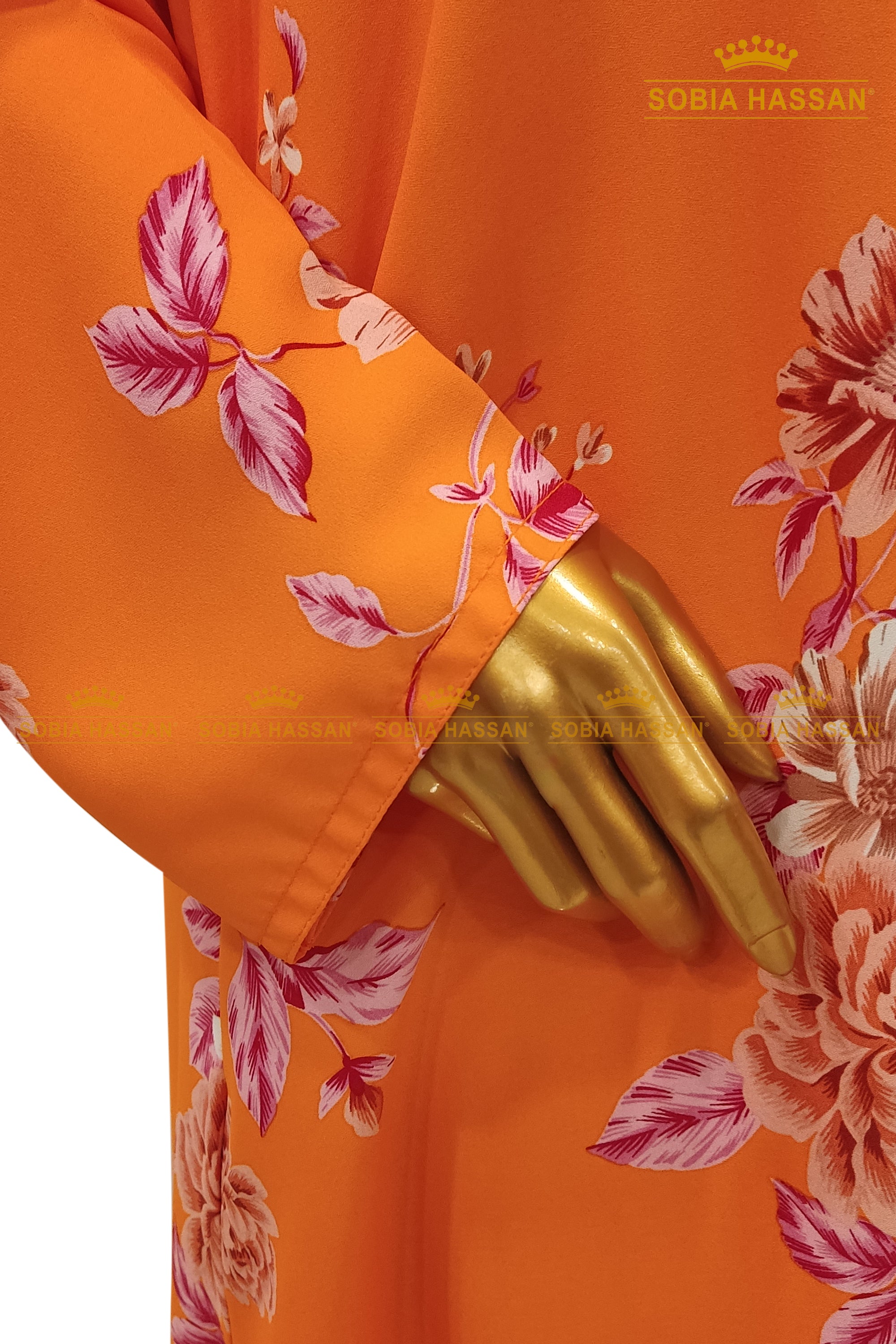 Orange Floral Abaya