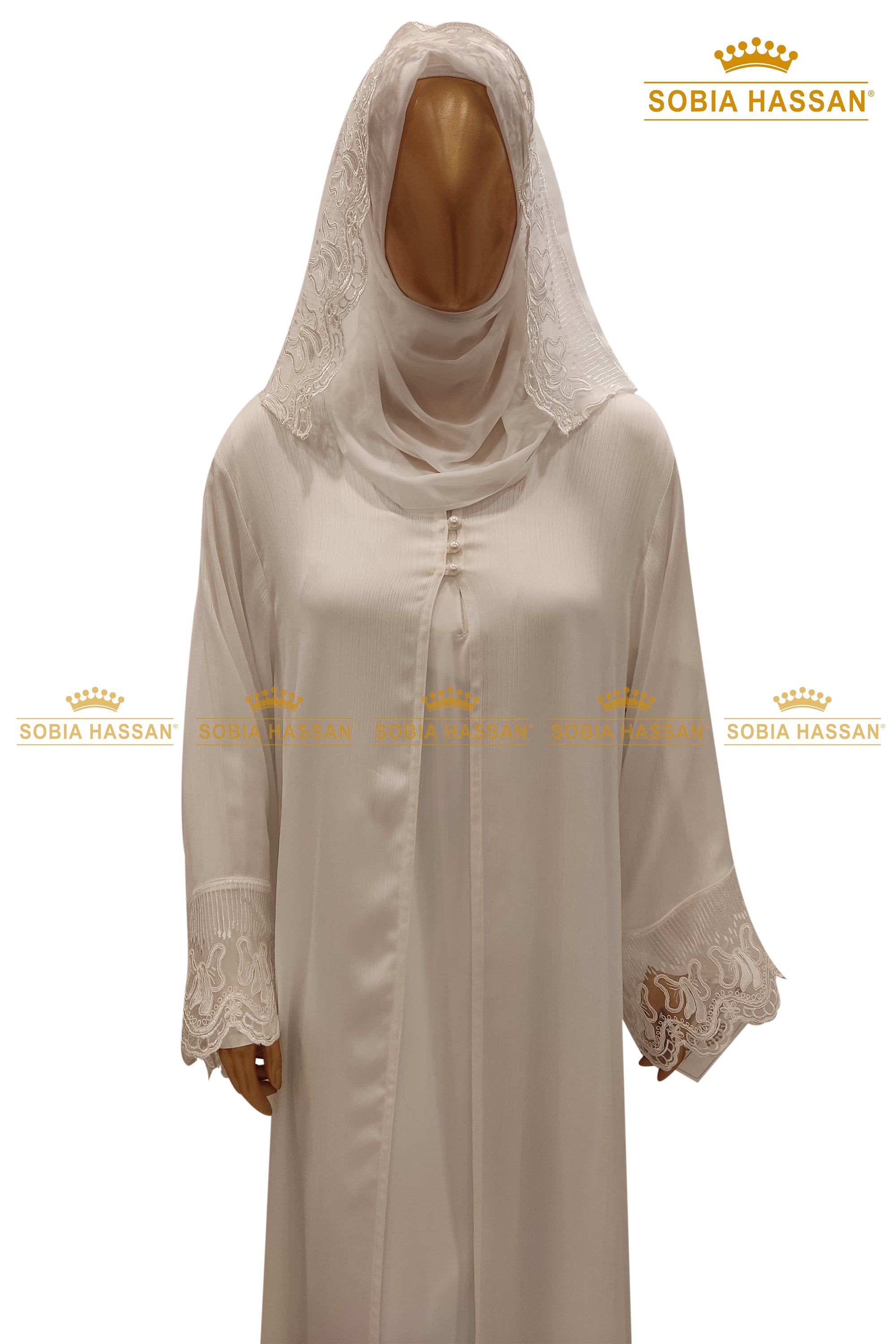 Pearl White Formal Abaya