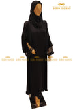Black Beaded Front Open Abaya