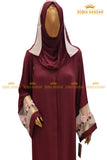 Maroon Organza Sleeve Abaya