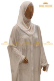 Pearl White Beaded Butterfly Abaya