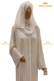 Pearl White Beaded Abaya