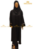 Black Beaded Open Abaya