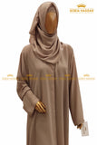 Fawn Front Open Abaya