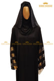 Black Front Open Beaded Abaya