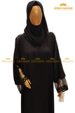 Black Beaded Front Open Abaya
