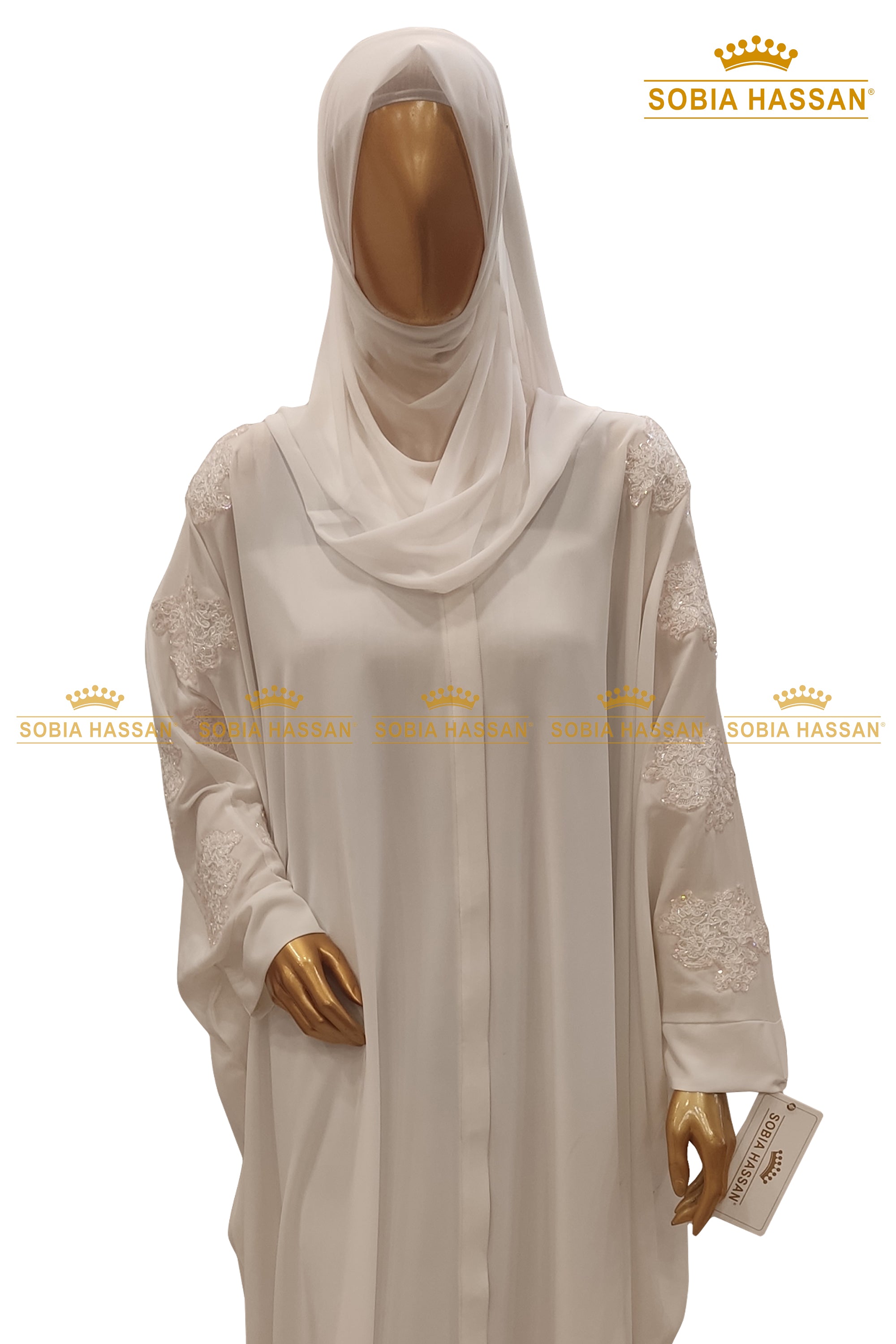 Pearl White Butterfly Abaya