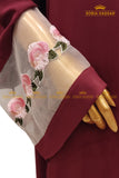Maroon Organza Sleeve Abaya