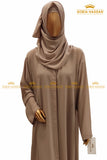 Fawn Front Open Abaya