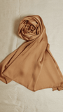 Satin Silk Hijab - Camel Brown