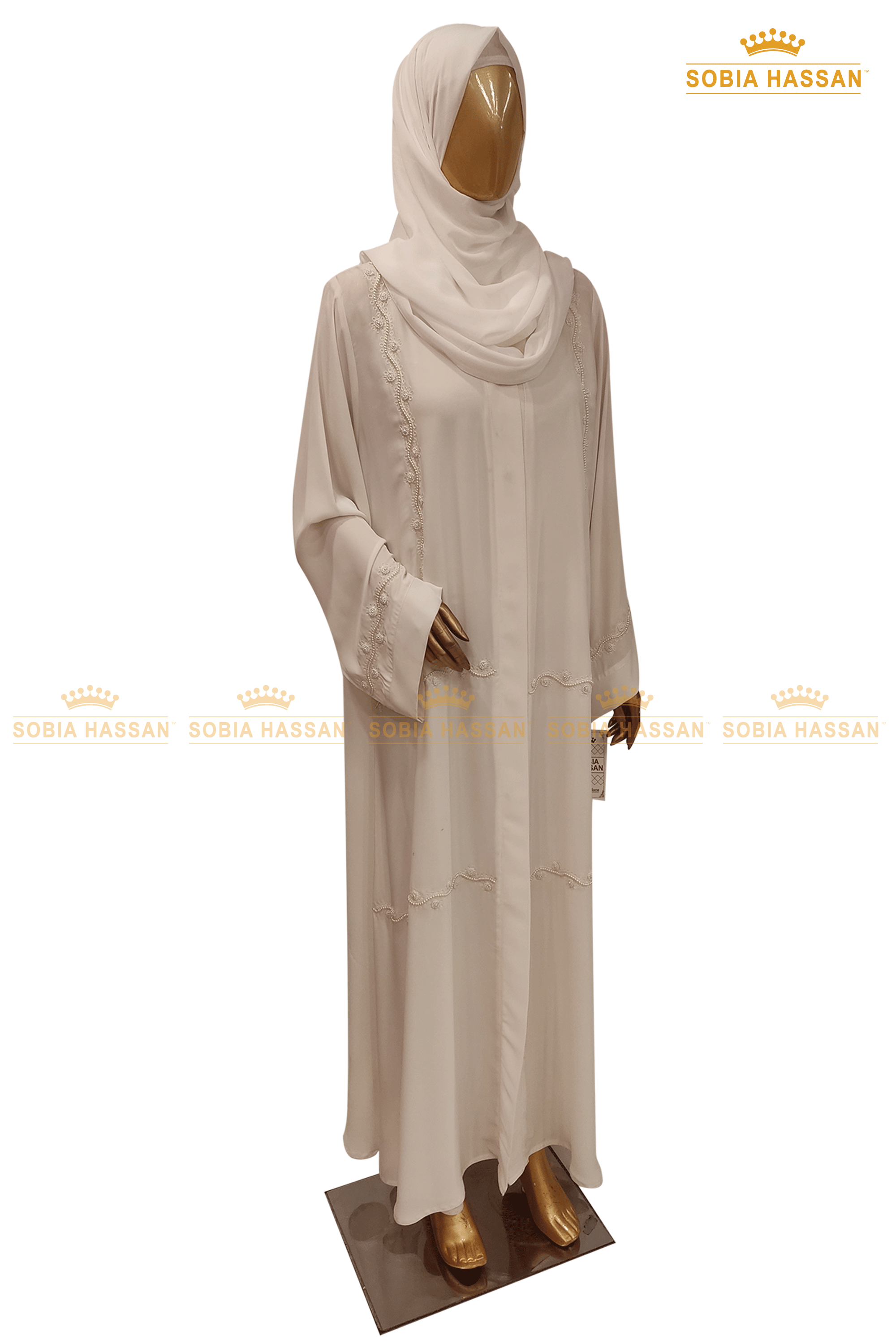 White Beaded Abaya